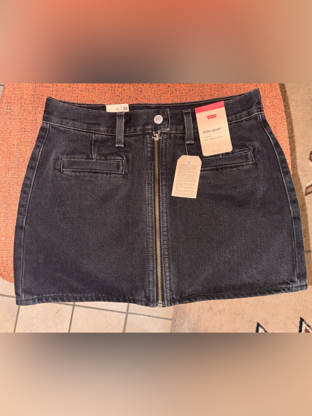 Levi's Black Denim Zip-Front Mini Skirt